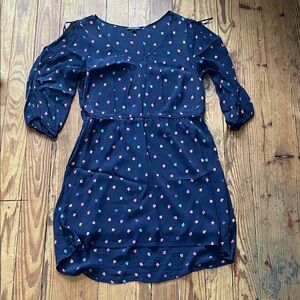 American Eagle Dark Navy Dress with Floral Design
